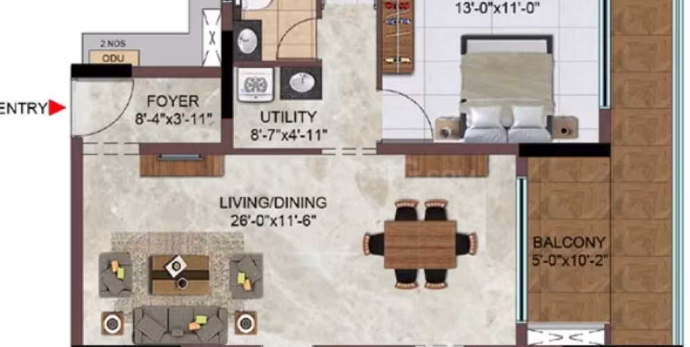 1699 Sqft 3 BHK Floor Plan