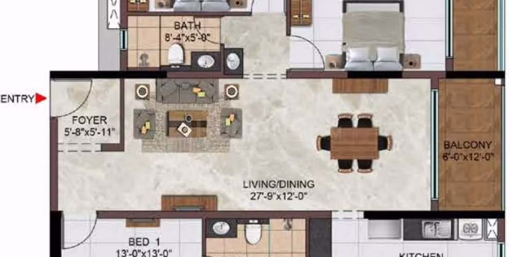 1903 Sqft 3 BHK Floor Plan