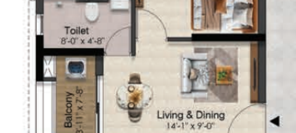 Solitaire floor plan 2bhk 699Sqft