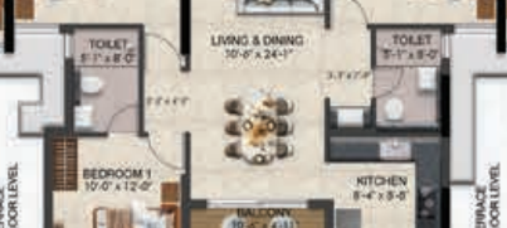 Solitaire floor plan 3bhk 1412 Sqft