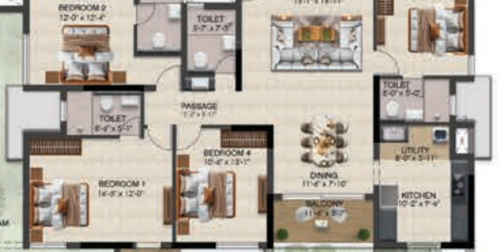 Solitaire floor plan 4bhk 2127 Sqft