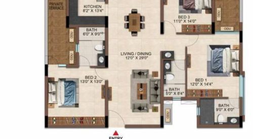 casamia floor plan 3bhk 4