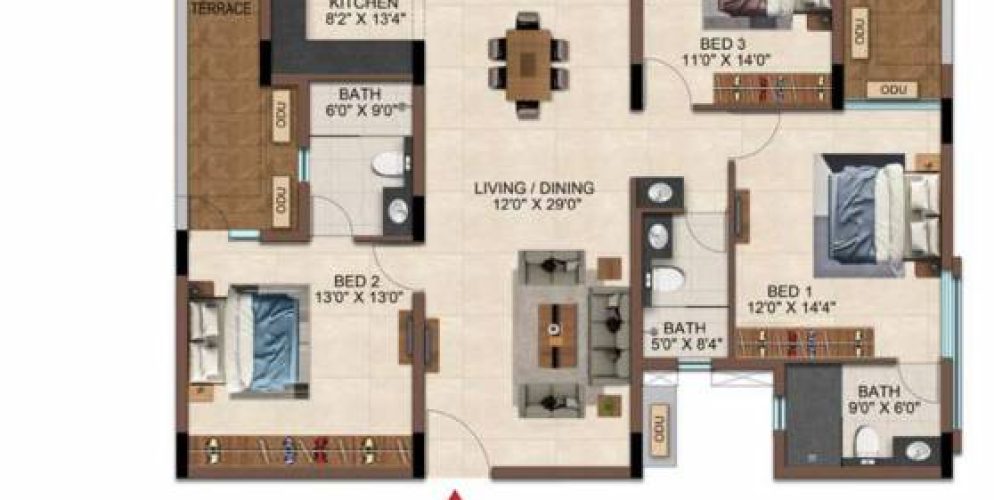 casamia floor plan 3bhk 4
