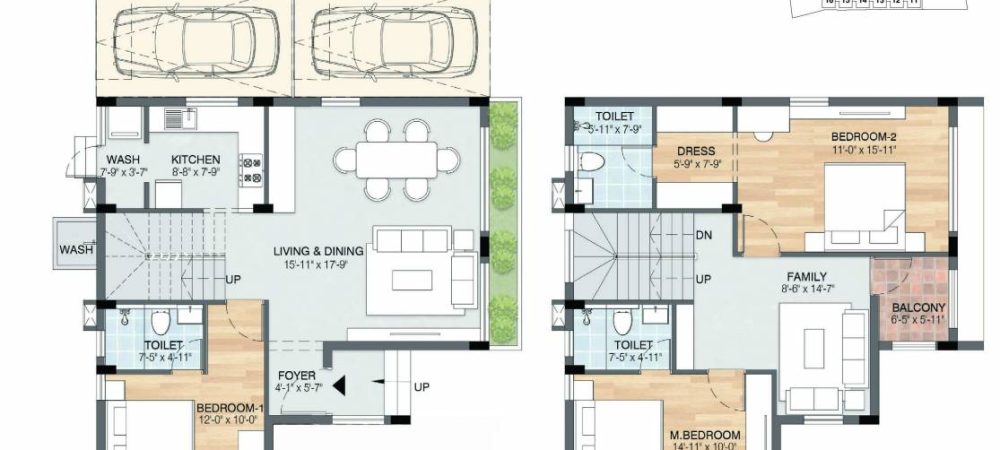 podigai floor plan 3 bhk 1731 Sqft