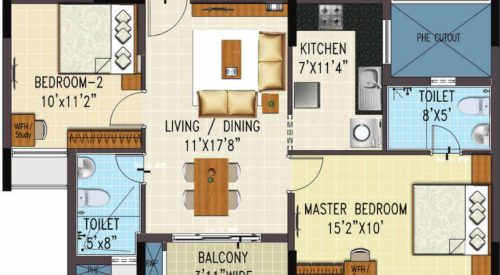 prosper floor plan 2bhk 1011 Sqft
