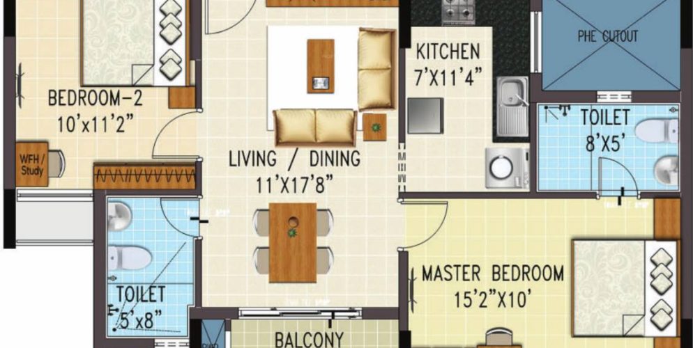 prosper floor plan 2bhk 1011 Sqft