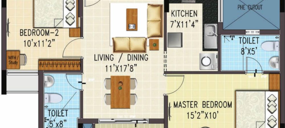 prosper floor plan 2bhk 1011 Sqft