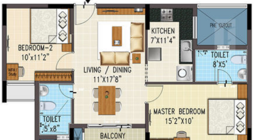 prosper floor plan 2bhk 1026 Sqft