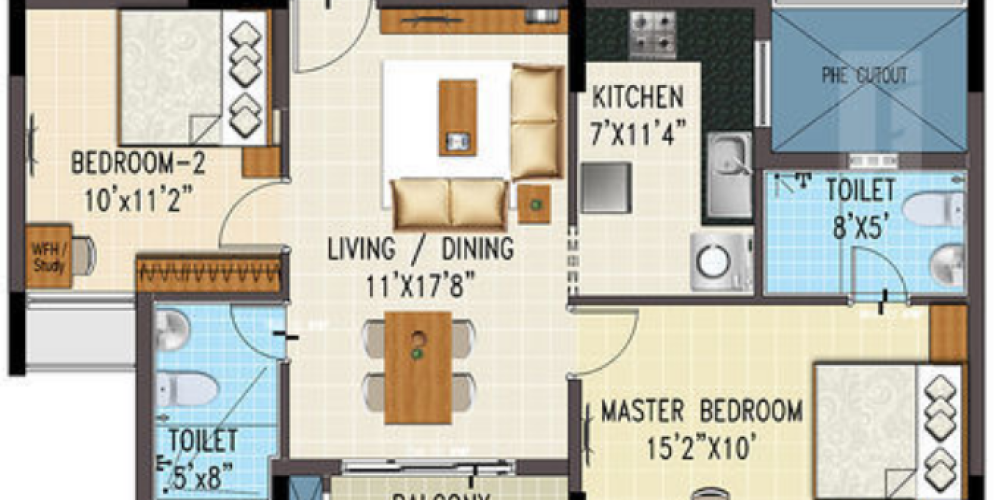 prosper floor plan 2bhk 1026 Sqft