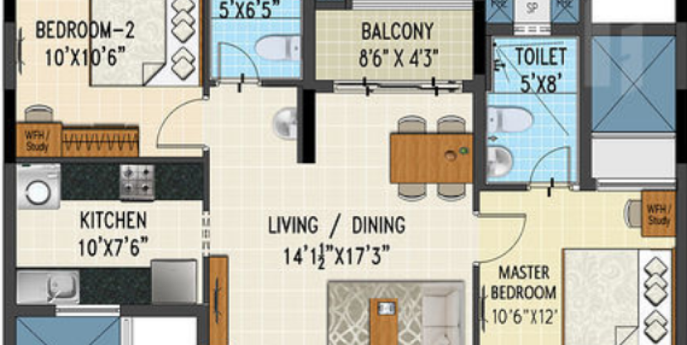 prosper floor plan 2bhk 1073 Sqft