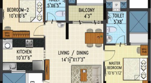 prosper floor plan 3bhk 1061 Sqft