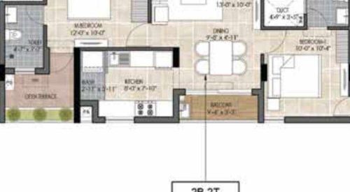 the edge floor plan 2bhk 876 Sqft