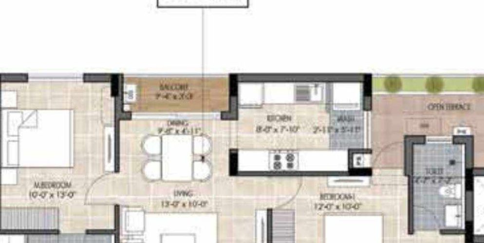 the edge floor plan 2bhk 918 Sqft
