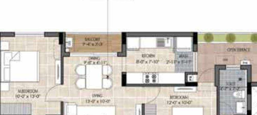 the edge floor plan 2bhk 918 Sqft