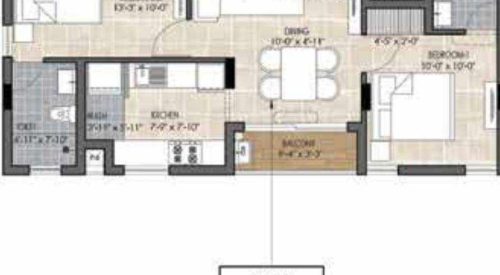 the edge floor plan 2bhk 923 Sqft