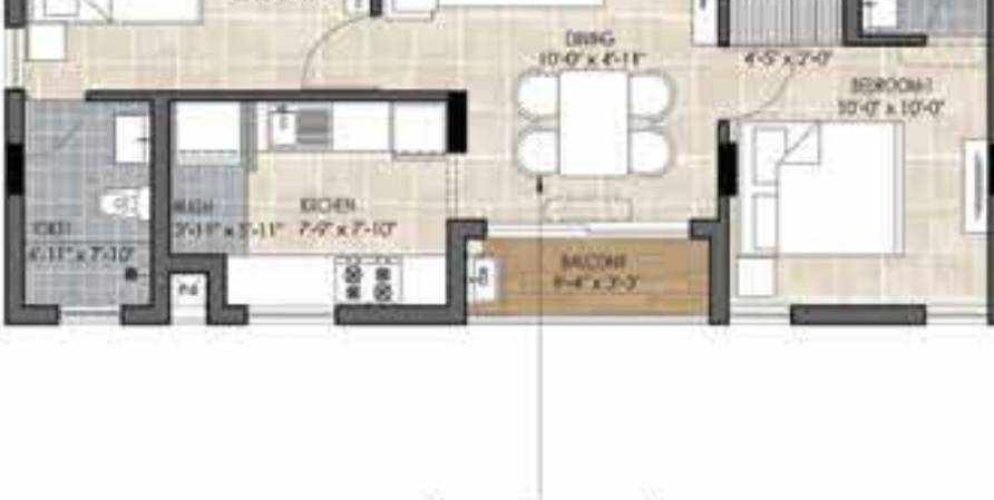 the edge floor plan 2bhk 923 Sqft