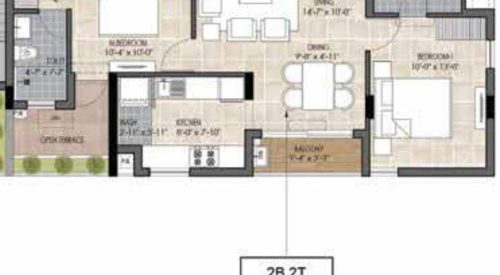 the edge floor plan 2bhk 925 Sqft
