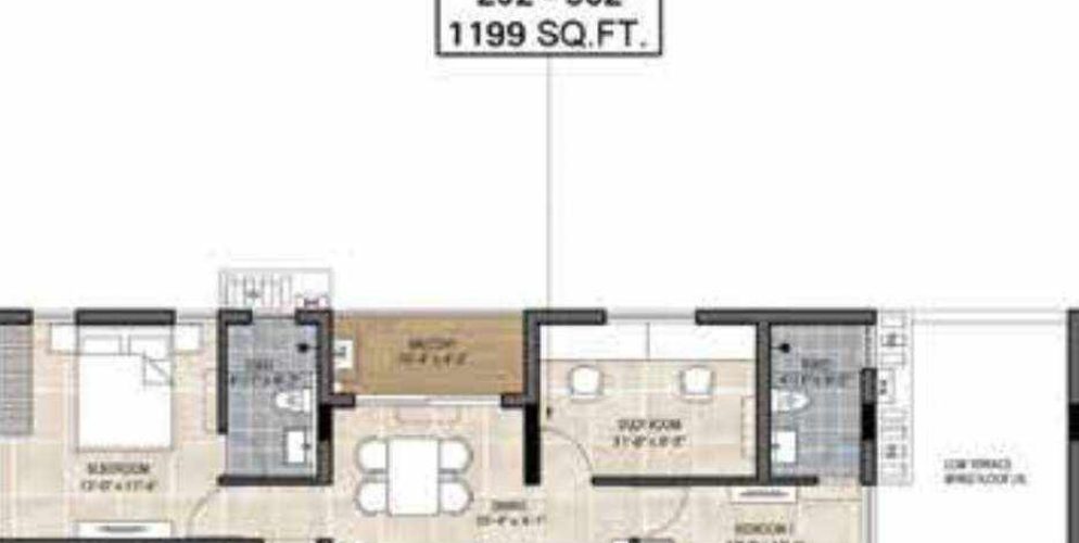 the edge floor plan 3bhk 1199 Sqft