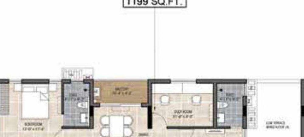 the edge floor plan 3bhk 1199 Sqft