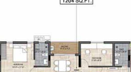 the edge floor plan 3bhk 1204 Sqft