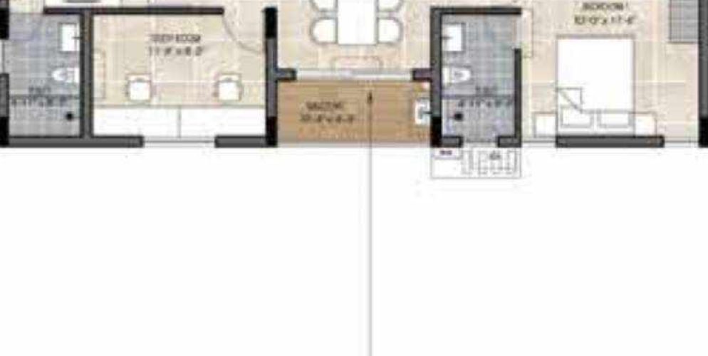 the edge floor plan 3bhk 1208 Sqft