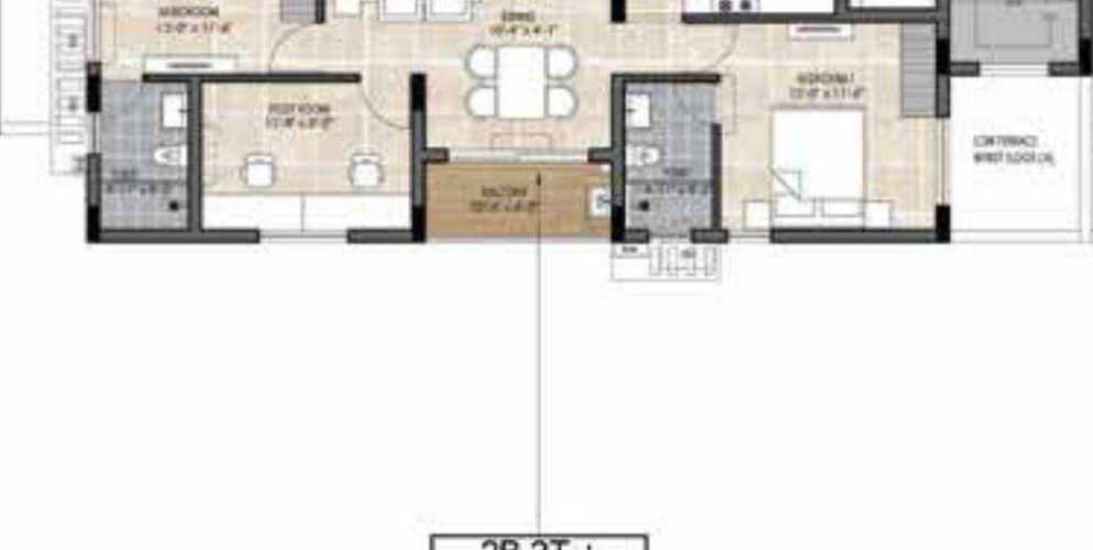 the edge floor plan 3bhk 1209 Sqft